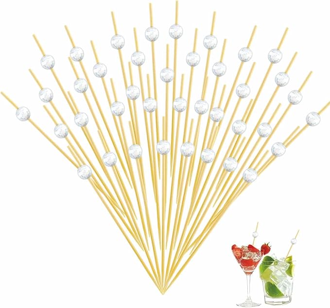 120 Pcs Glitter Ball Cocktail Picks 4.7" Drinks Fruits Hawaiian Party Food by Naturahand
