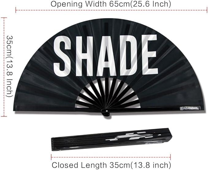 UV Glow Rave Fan, Bamboo Folding Clack Hand Fans Foldable - Image 3