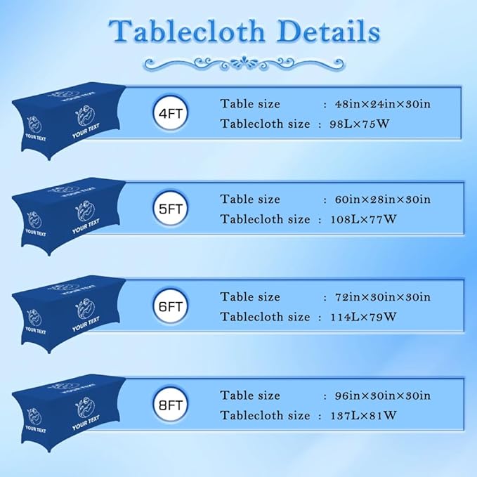 Custom Table Cloth with Business Logo 4FT 5FT 6 FT 8 FT Spandex Customized - Image 2