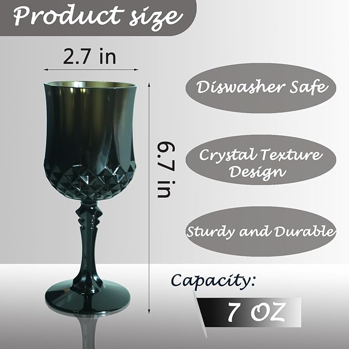 Plastic Wine Glasses，Plastic Goblets Vintage Style Cordial Drinking Glasses - Image 3
