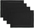 Cotton Linen Placemat Set of 4 – Hemstitch Black Cloth Placemat-14 x 19 Inch – by HomeEkaa