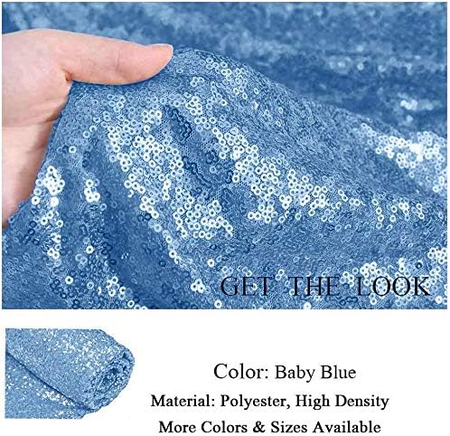 Eternal Beauty Baby Blue Sequin Backdrop, 8x8 Ft Glitter Background Curtains - Image 5