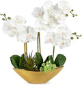 Briful Orchid Artificial Flowers 17in White Fake Orchid Silk Flowers by Briful