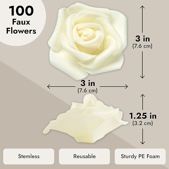 Juvale Centerpiece Table Decorations Ivory Artificial Roses - Image 4