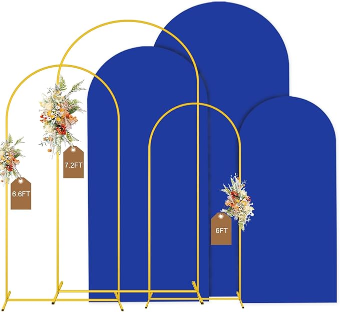 MODFUNS Metal Arch Backdrop Stand and Cover Set 6&6.6&7.2ft Gold Wedding Arched by MODFUNS