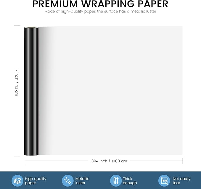 KMER LIFE Metallic Wrapping Paper Roll 17 x 394 Inch - Image 2