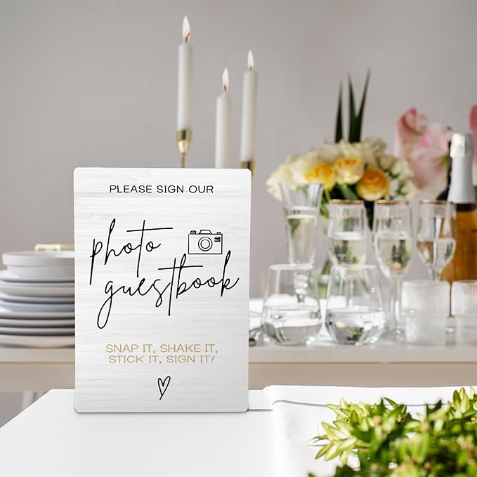 Photo Guest Book Wooden Stand 5x7inch, Wedding Reception Desk Decor - Image 3