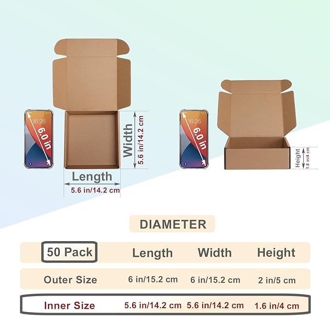 MEBRUDY 6x6x2 Inches Shipping Boxes Pack of 50, Small Corrugated Cardboard Box - Image 2
