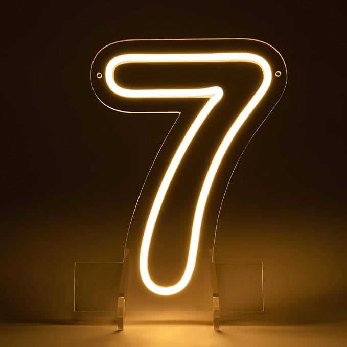 Number 7 LED Neon Sign Backdrop Birthday Party Decoration, 11.3" Height Warm - Image 4