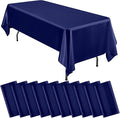 10 Packs Satin Tablecloth 57 x 108 Inch Navy Blue Rectangular Table Cloth Silk by Lumaycens