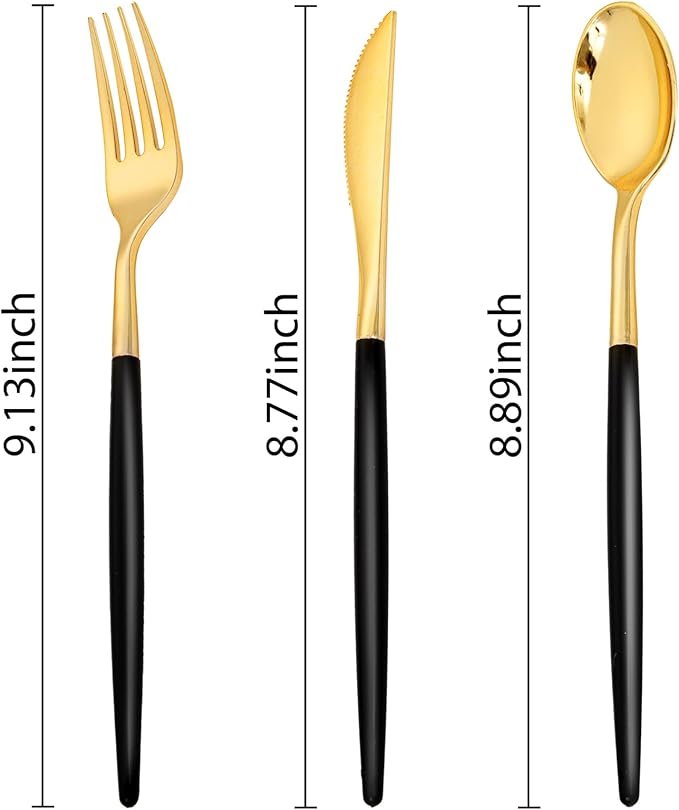 SUT Gold Plastic Silverware Forks and Spoons Disposable, 80 Gold Plastic Forks - Image 5
