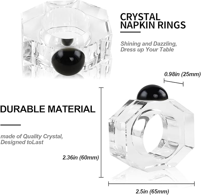 Crystal Napkin Rings Holder Silver Diamond Napkin Rings Pack of 6 Pieces - Image 2