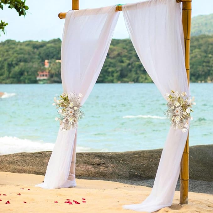 MLMC White Sheer Wedding Arch Draping Fabric 1 Panel 29" x 20 FT Extra Long - Image 8