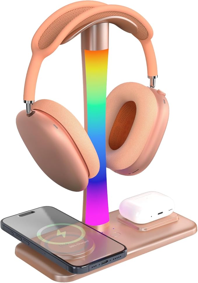 Headphone Stand with Wireless Charger, Gaming HeadsetStand with RGB Light Mode - Image 8