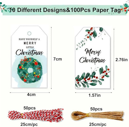 100 Pack Beautiful Christmas Gift Tags， Xmas Beautiful Gift Tags - Image 2