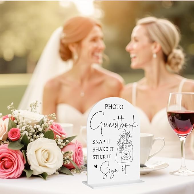 Guest Book Wedding Reception, Wedding Signs White Acrylic Table Sign - Image 4