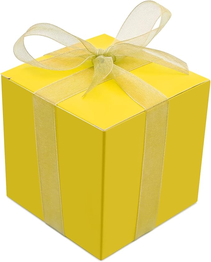 Oletx 25 Pcs Yellow Paper Gift Boxes, Small Candy Treat Boxes Bulk, Birthday - Image 6