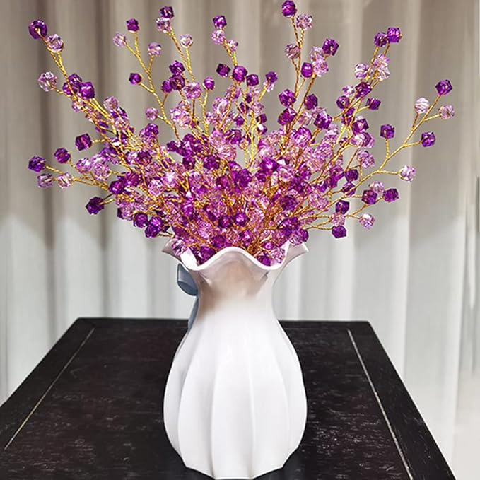 32PCS Crystal Artificial Flowers Bouquets Handmade Acrylic Flower Branches Fake by SWEXURY