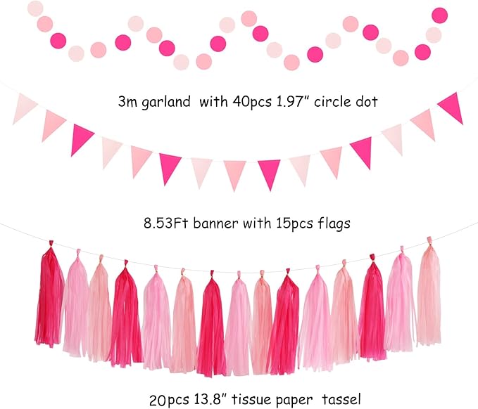 Hot-Pink Rose Red Party-Decorations - Image 3