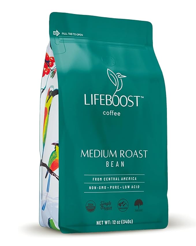 Lifeboost Organic Coffee Beans Medium Roast by LifeboostCoffee