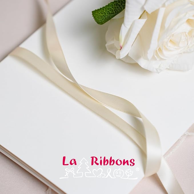 LaRibbons 1 Inch 50 Yard Double Faced Satin Ribbon, Nude Beige Satin Craft - Image 5