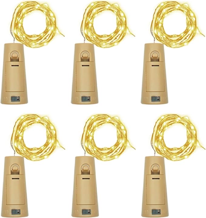 Wine Bottle Lights with Cork, Battery Operated 20 LED Cork Shape Silver Wire by LoveNite
