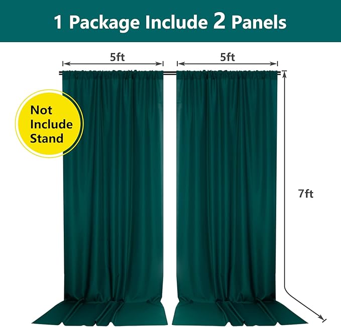 MYSKY HOME 10ft x 7ft Green Backdrop Curtains - Image 2