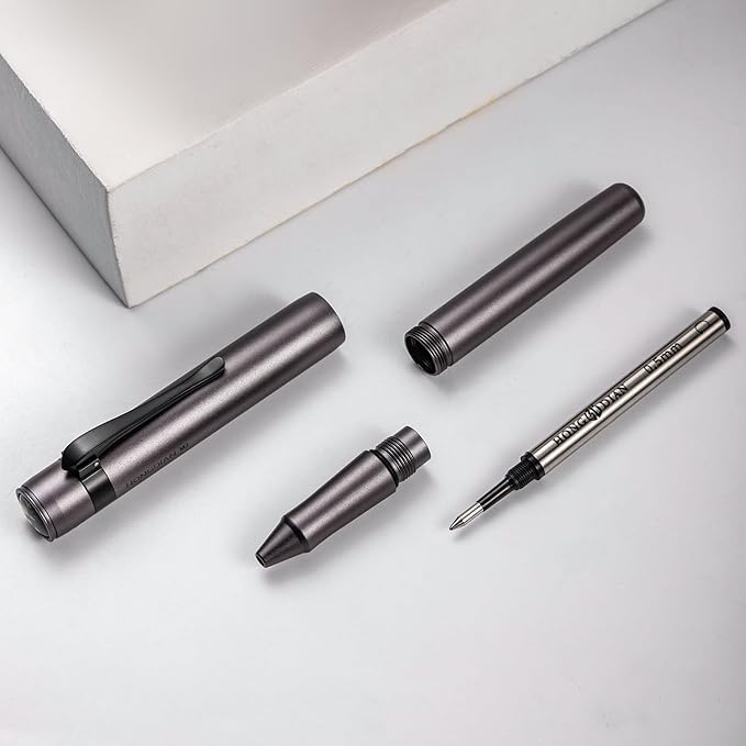 Hongdian M2 Black Forest Mini Rollerball Pen, Fine Point 0.5mm, Sleek Aluminium - Image 5