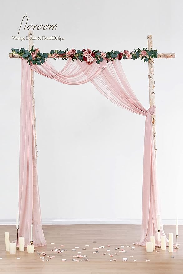 Floroom Wedding Arch Draping Fabric 2 Panels 20Ft Dusty Rose Chiffon Fabric - Image 3