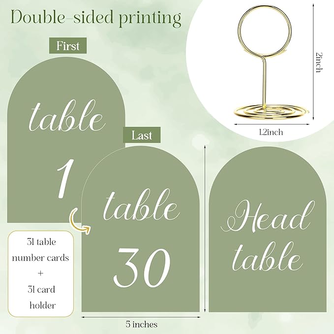 Green and White Table Numbers 1-30 - Image 2