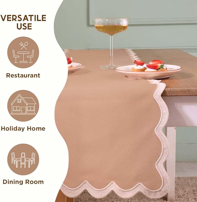 Folkulture Table Runners | Fall Table Runner 72 inches Long | Scallop Table - Image 6