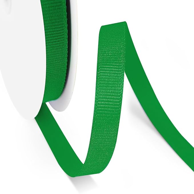 3/8" X 50 Yards Green Grosgrain Ribbon, Premium Grosgrain Ribbon - Image 3