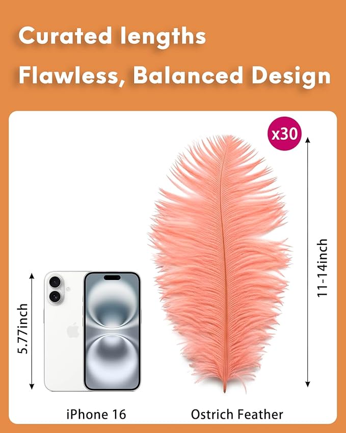 NEWONG 30pcs Rouge Pink Ostrich Feathers Natural Bulk 11-14inch Vase Craft - Image 2