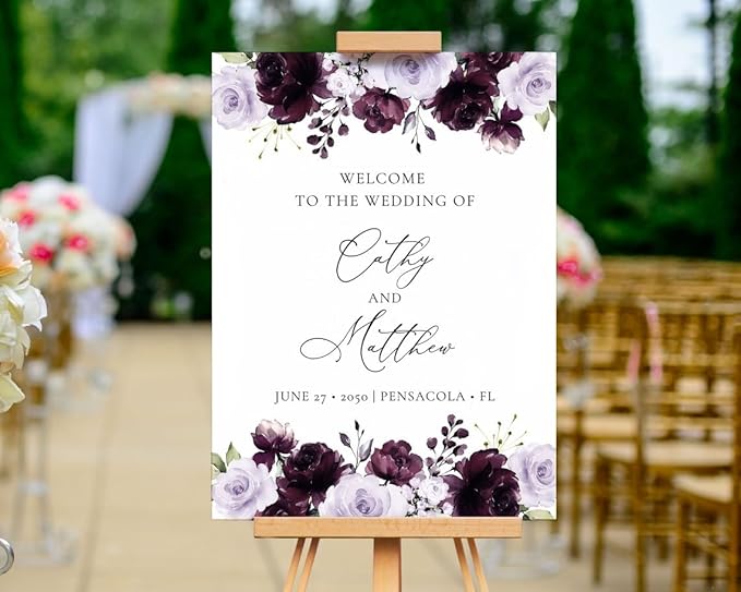 Purple and Lavender Wedding Welcome Sign, Welcome To The Wedding Of Signs - Image 2