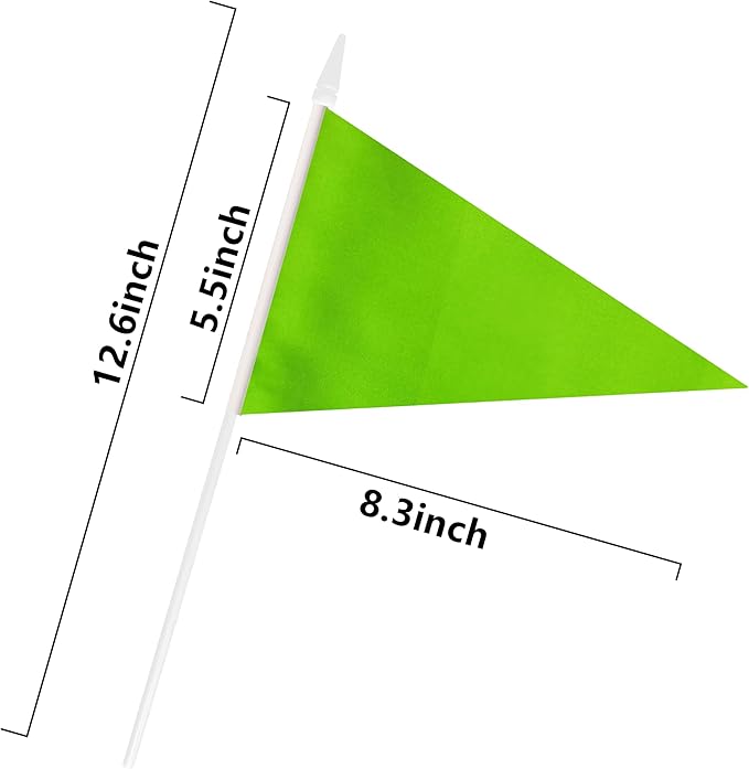 12 Pack Green Pennant Flags Small Mini Hand Held Solid Color Pennant On Sticks - Image 6