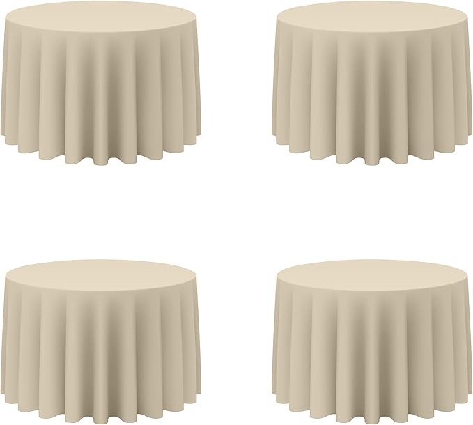 BRILLMAX 4 Pack Beige Round Tablecloths 108 Inch by BRILLMAX