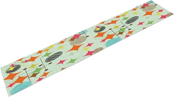 Mid Century Table Runner, Abstract Retro Modern Geometric Colorful Stripe - Image 8