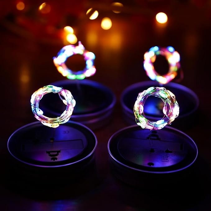 VOOKRY 6 Pack Solar Mason Jar Lights, 30 LED Mason Jar Lids Waterproof Firefly - Image 7
