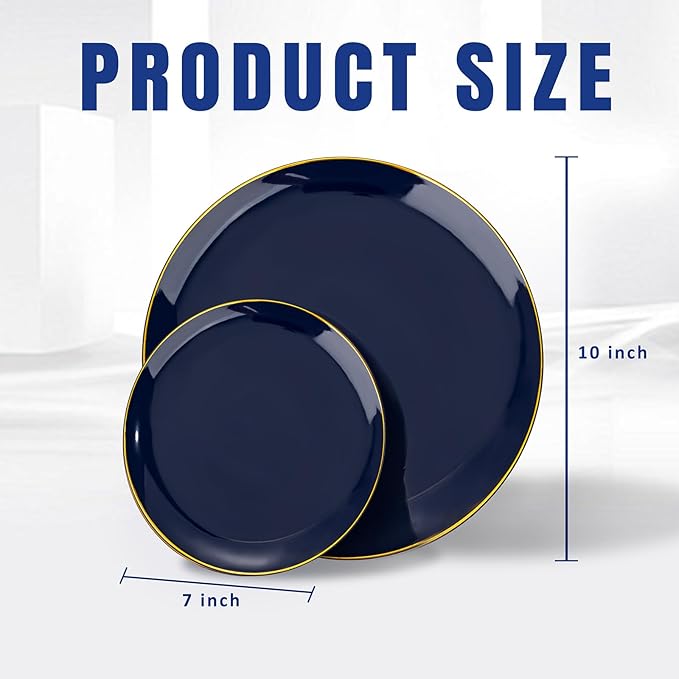 bUCLA 100PCS Blue Plastic Plates - Image 2