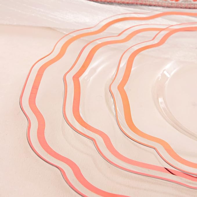 NOCCUR 150PCS Rose Gold Plastic Plates&Rose Gold Silverware-Include 30Dinner - Image 4