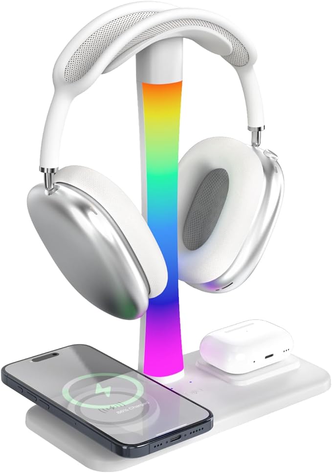 Headphone Stand with Wireless Charger, Gaming Headset Stand with RGB Light Mode - Image 2