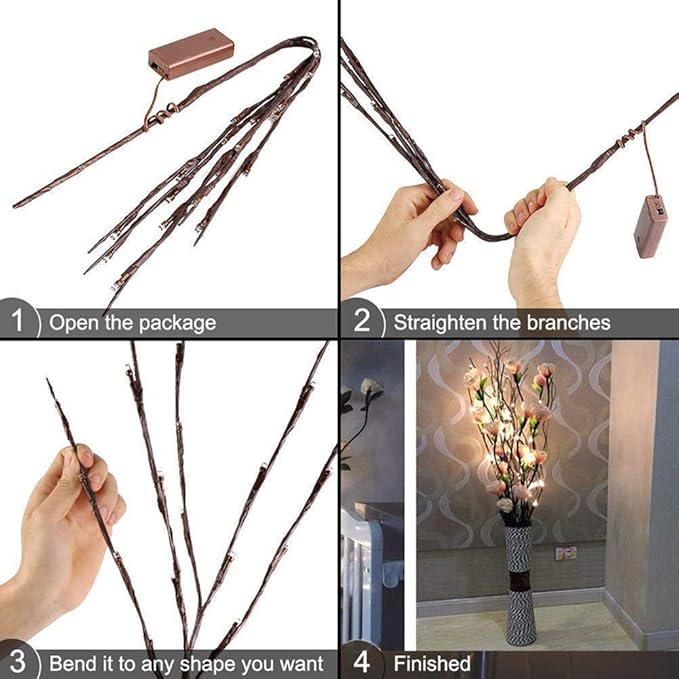 3 Pack Cool White Lighted Twig Branches 60 LED Lights Artificial Tree Willow - Image 7