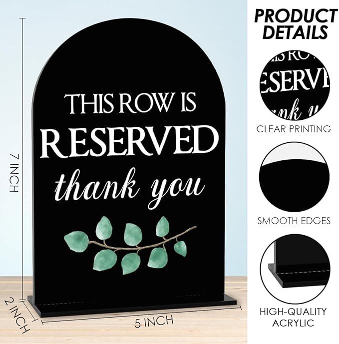 Black This Row is Reserved Sign, Reserved Seating Signs - Image 2
