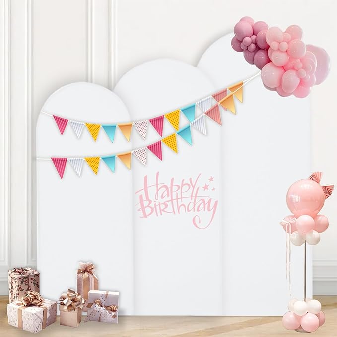 WEERRW White Arch Backdrop Cover Ballon Arch Stand Covers Set of 3 Spandex - Image 2