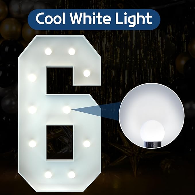 Marquee Numbers 4 Feet Tall Big Light Up Numbers 6th 16th 60th Happy Birthday - Image 2