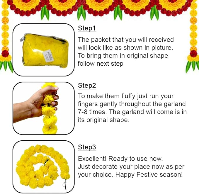 Artificial Marigold Flowers Garland - Image 4