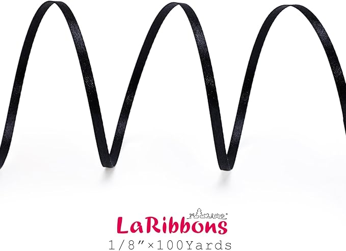 LaRibbons Black Satin Ribbon 1/8 Inch 100 Yards Thin Luxury Double Faced Red - Image 5