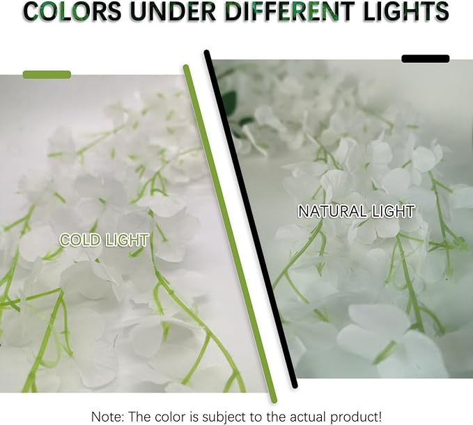 12 Pack White Wisteria Hanging Flowers Garland, 3.77 Feet Artificial Flower - Image 2