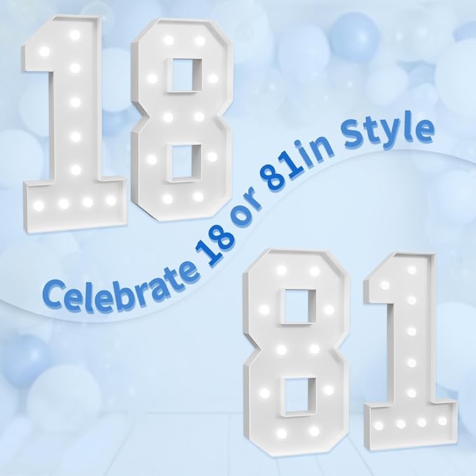 imprsv Marquee Numbers Large 18th-Birthday Decorations: 4ft Light Up Number - Image 6