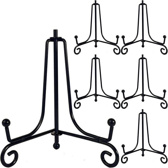 6PCS Premium Black Iron Plate Stands by HENABLE
